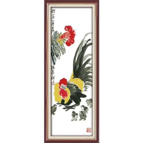 Rooster cross stitch kit 14ct 11ct pre stamped canvas cross stitching animal lover embroidery DIY handmade needlework