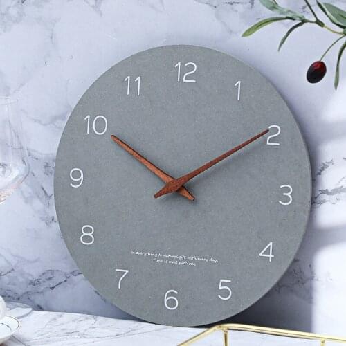 Wall Clock Simple European Creative Living Room Silent Clock Walnut Wall Clock Nordic Simplicity Battery Wall Clock