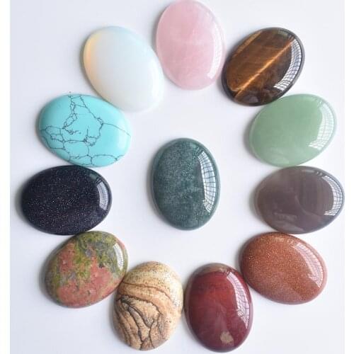 Wholesale 12pcs/lot fashion assorted natural stone mixed Oval CAB CABOCHON beads 30x40mm for DIY jewelry accessories making free