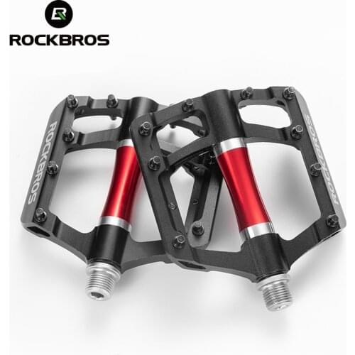 ROCKBROS Aluminum Alloy Bicycle MTB Pedales Flat Pedals 9/16" Non-Slip Sealed Bearing 21PCS Cleats Bike Accessories Supplies
