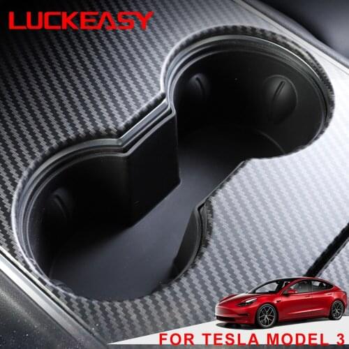 LUCKEASY For Tesla Model 3 2017-2021 Water Cup Holder Accessories Silicone Skid Proof Water Proof Coasters Double Hole Holder