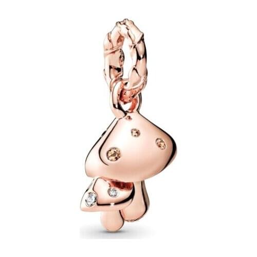 Genuine 925 Sterling Silver Charms Sparkling Mushrooms Dangle Beads Fits Women Pan Bracelets & Necklace Diy Jewelry