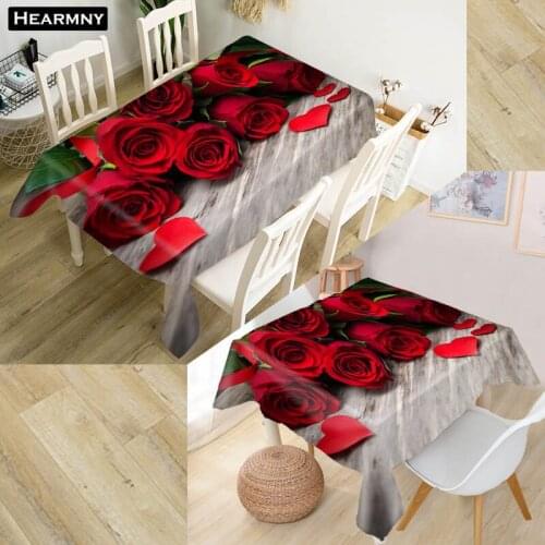 Custom Rose Flowers Tablecloth Kitchen Dining Table Decorations Home Rectangular Party Table Covers Office Plain More Size