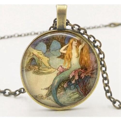 LETS SLIM Mermaid Vintage Necklace, Vintage Mermaid Jewelry, Mermaid Charm Family Photo Private Custom