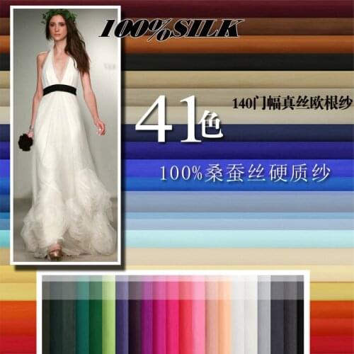 SALE! 114CM Wide 6MM Thin Summer Solid Color Silk Organza Fabric for Dancing Wedding Dress Clothing Decoration