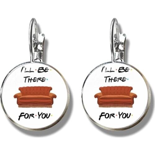 America TV Friends Show Earrings For Women Girls Glass Cabochon French Hook Earrings Jewelry Christmas Gifts For Best Friends