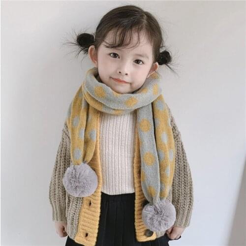 New baby scarf wave dot two ball knitted scarf warm thick woolen scarf fashion wild classic students