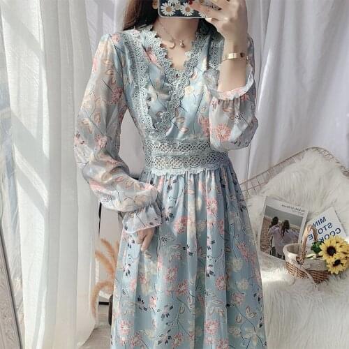 Chiffon High Elastic Waist Party Dress lace A-line Women Butterfly Sleeve Flower Print Floral Boho Dress Female Vestido Plus Siz