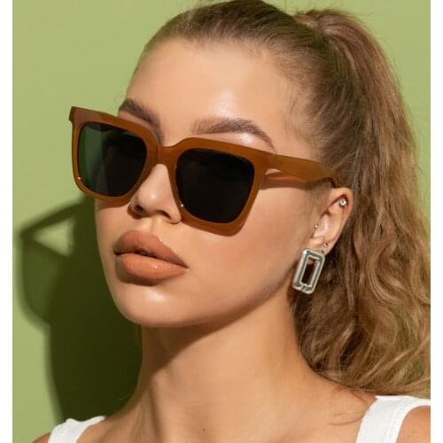 2021 Vintage Big Frame Square Sunglasses Women Fashion Candy Color Sun Glasses Men Simple Driving Shades Female Oculos De Sol