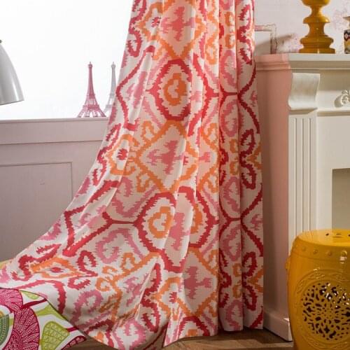Modern Minimalist European Style Polyester Cotton Shade Printed Curtains for Living Dining Room Bedroom