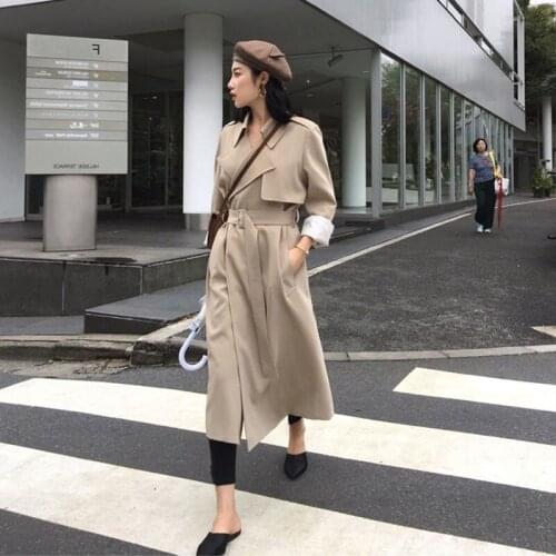 Spring Female Trench Coat High Street Women Clothes 2021 Loose Outerwear Woman Worker Streetwear Long Windbreaker With Belt