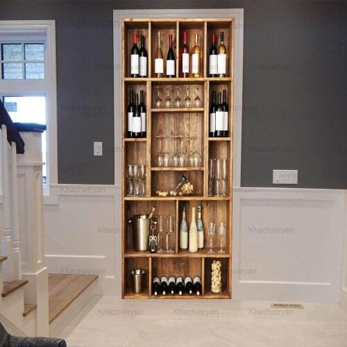 Wine Vessel Cabinet Door Stickers Red Wine Goblet Living Room Porch Home Decoration Door Decals Self-Adhesive Wall Sticker