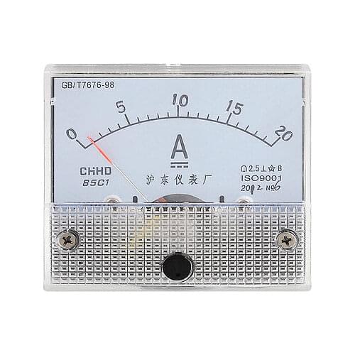 Screw Mounted DC 0-20A Current Testing Analog Ampere Panel Meter