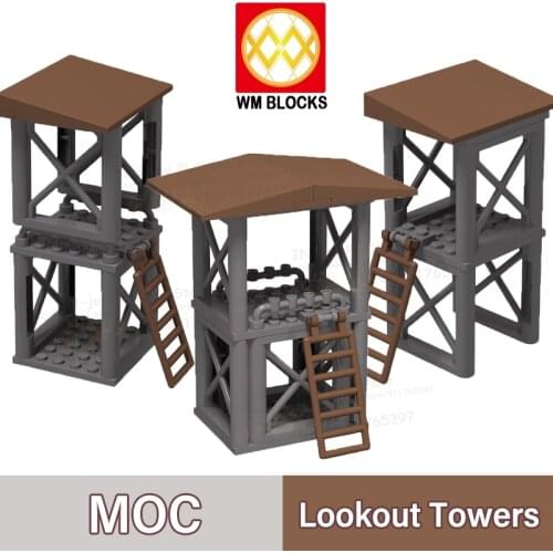 Moc Military Series War Equipment Armas Army Weapon Box Soldiers Lookout Towers First Aid Box Building Blocks Toys For Children
