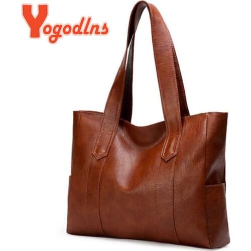 Yogodlns Winter New Tote Bag For Women PU Leather Shoulder Bag Large Capacity Handbag Vintage Embossing Lady Handle Bag Pouch