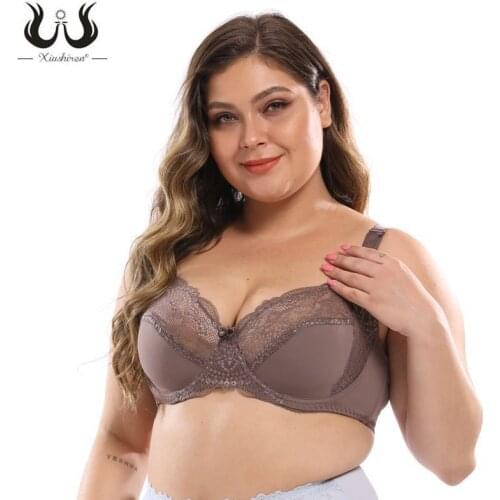 Xiushiren Plus Size Sexy Lace Bras For Women Floral Bra Underwire Ultrathin Lingerie Lace Bralette Big Size Brassiere bh 38-48