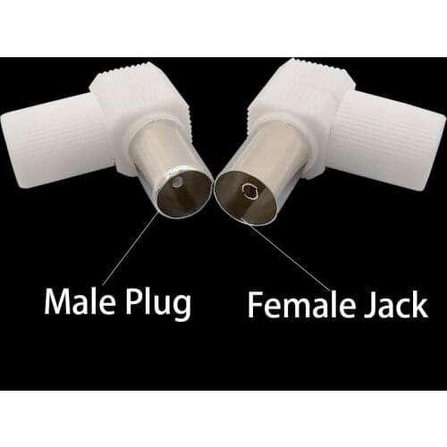 1Pair/2Pcs 90 Degree TV Plug Jack Antenna Connector Right Angle TV Male Female F Coaxial Plug Socket Solder-free TV Wifi Adapter