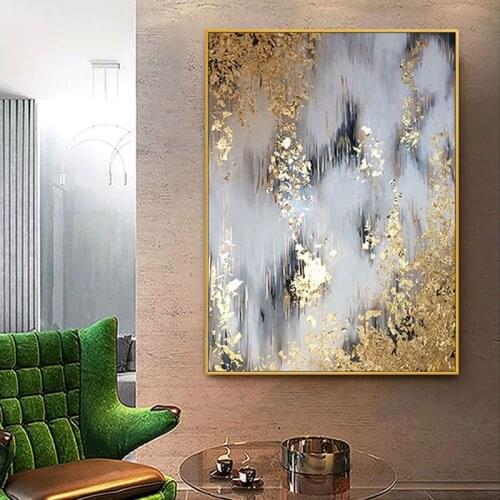 100% Hand Painted Abstract Gold Art Wall Picture Oil Paintings On Canvas Modern Wedding Decor Wall Landscape For Living Room