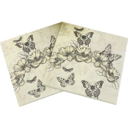 20Napkins/lot 33x33cm Color Printed Napkin Butterfly Cartoon Creative Paper Birthday Wedding Anniversary Days Party Decor
