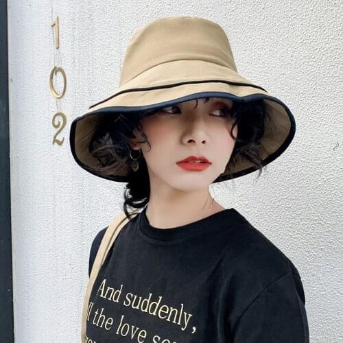 2021 Anti-UV Wide Brim Cotton Sun Hat for Women Vacation Summer Panama Foldable Bucket Hat Large Brim Korean Beach Sun Hat Z-487