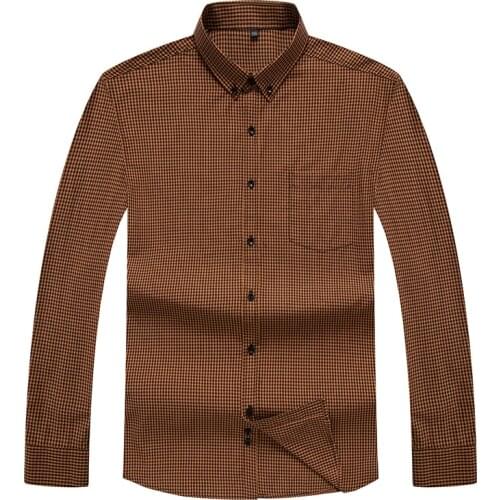 2021 New Autumn Fashion Mens Social Shirt Slim Fit Long Sleeve Plaid Shirt Men Cotton Casual Brand Mens Clothes Plus Size 8XL