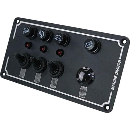 3 Gang Marine Toggle Switch Panel DC 12V/24V Fused ON/OFF Overload Switch Panel with Light for Boat Caravan RV