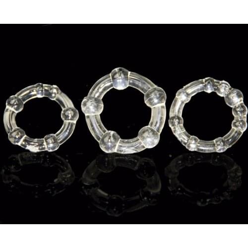 3 Pcs/Sets Cockring Clear Beads Delay Rings Penis Silicone Jelly Man Adults Sex Products-35