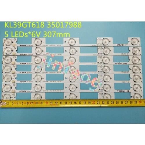 50 Pieces/lot LED backlight lamp strip for 39Inch TV KL39GT618 35017988 35017990 5 LEDs*6V 307mm