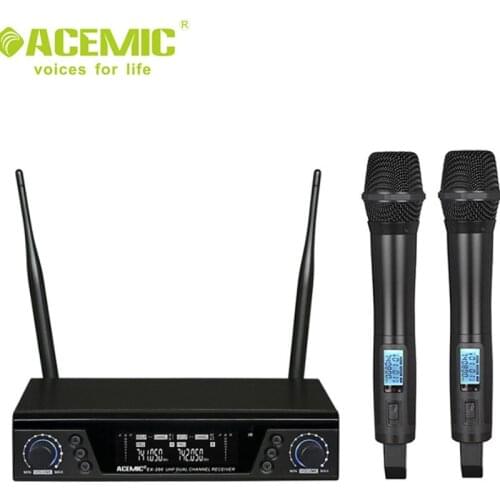 ACEMIC EX-200 UHF Dual channel 600-928MHz Wireless Microphone System for Stage Karaoke clubs and music hand-held microphone