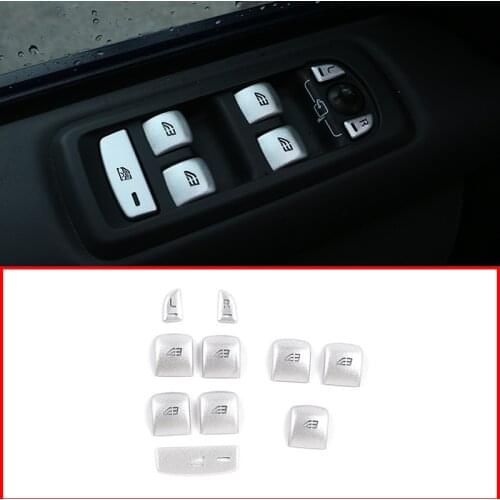 Car Accessories Interior Glass Lift Button Sticker Silver For Land Rover Discovery 4/Freelander 2/Old Range Rover Sport 10 Pcs