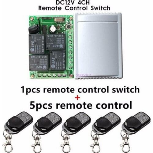 Dhl or fedex 10pcs 433Mhz Universal Wireless Remote Control Switch DC12V 4CH relay Receiver Module and 4 channel RF Transmitter