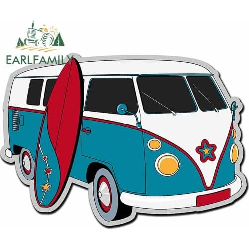 EARLFAMILY 13cm x 9.2cm For Camper Van Surfing Car Repair Sticker Occlusion Scratch Decal Personality Creative Vinyl Material