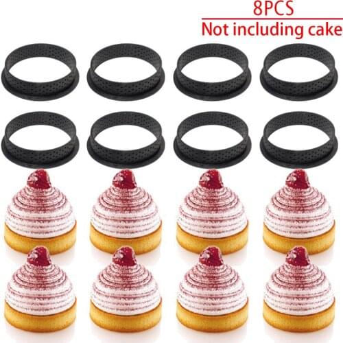 Silicone Tart Cake Mold Mousse Circle Cutter Ring Round Shape Bakeware DIY Decorating Tool Perforated Non Stick French Dessert
