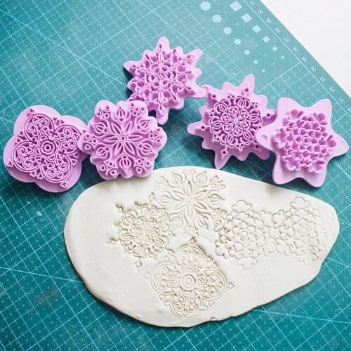 5pcs Mandala Lace Pattern Cookie Stamp Biscuit Mold Cookie Cutter Fondant Cake Molds DIY Baking Bakeware Decoration Tool