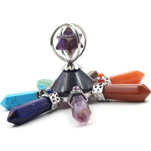 FYSL Silver Plated Wire Wrap Meikaba Amethysts Stone Pendant Energy Transmitter Healing Chakra Jewelry