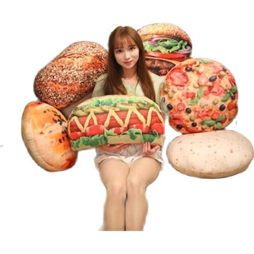 Simulation printing hamburger bread wife cake hot dog plush stuffed food series pillow cushion sofa cushion home decoration gift