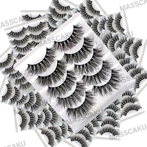 MASSCAKU 5Pairs 3D Faux Mink eyelashes False Long Lashes Wispy Makeup Beauty Extension Tools Wimpers 26 Styles