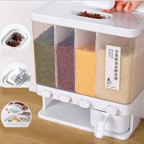 8L Rice Dispenser Storage ​Bucket Cereal Grain Sealed Container Moisture Proof Dry Food Can Tank Box for Home Kitchen
