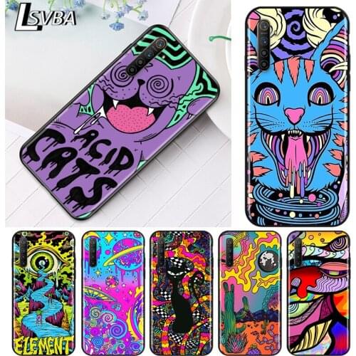 Colourful Psychedelic Trippy Art For OPPO Reno 5 4Z 4SE 4F 4 3 ACE 2F 2Z 2 Z 10X zoom A PRO Plus Lite 5G 4G Black Phone Case