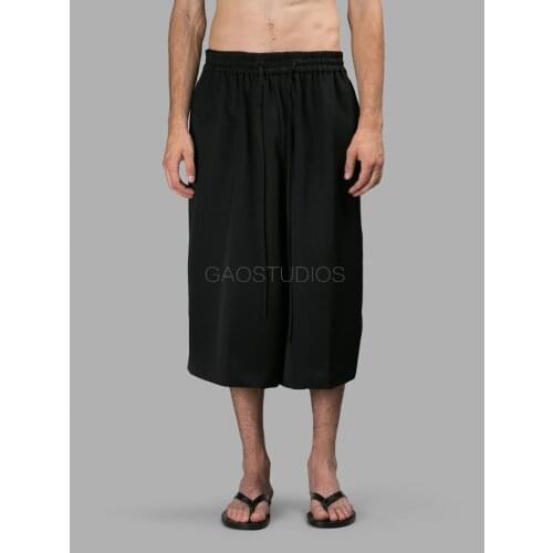 Mens shorts loose cropped wide-leg pants casual tie large size straight pants JUNN simple mens pants