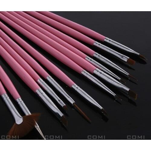 15pcs UV Gel Pink Playdough Crafts Colored Brushes Art Design Pen Painting Dotting Brush Set Clay Crafts Tools