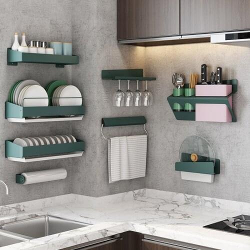 Meilah non-perforated kitchen shelf wall-mounted dishes, chopping board, seasoning, knives, pot cover and storage racks