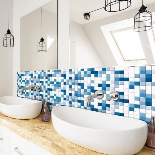 New self-adhesive mosaic waterproof and oil-proof wall surface blue and white mark decorative wall sticker