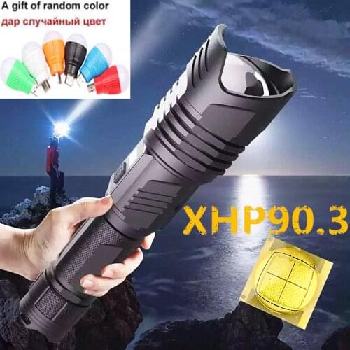 2021 NEW XHP90.3 Most Powerful LED Flashlight 48W USB Rechargeable LED Torch XHP90 Tactical Flashlight 26650 18650 Hand Lamp