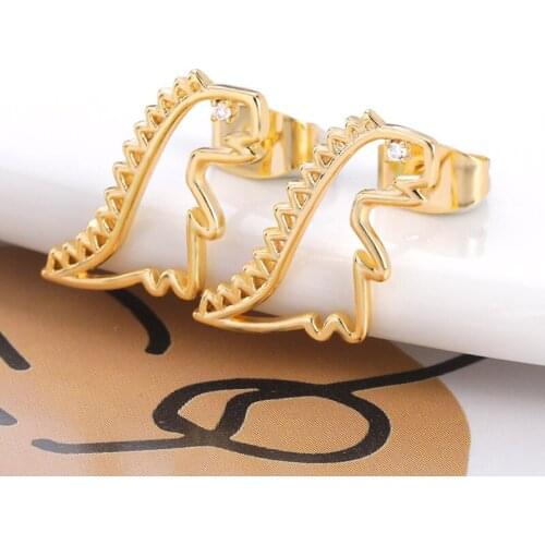 2021 new ins pop earnails hollow out dinosaur small animal creative personality ear nail Earrings Jewelry female sweet