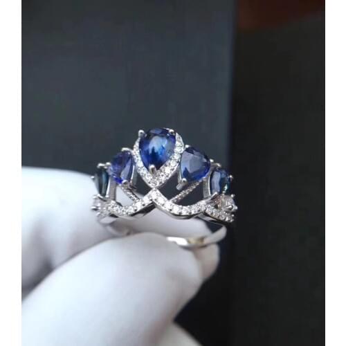 Wedding ring Sapphire ring Natural real blue sapphire 925 sterling silver for your loved Wife