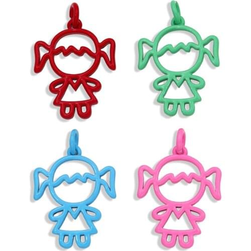 OCESRIO Brass Rainbow Cute Kawaii Girl Enamel Charms for Necklace Bracelet Jewelry Making Wholesale Jewelry for Women pdta363