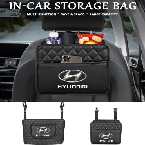 Car Seat Back Organizer Storage Bag Interior Parts Leather Bag Car ​Accessorie For Hyundai I30 I20 IX35 I40 Tucson Getz Sonata