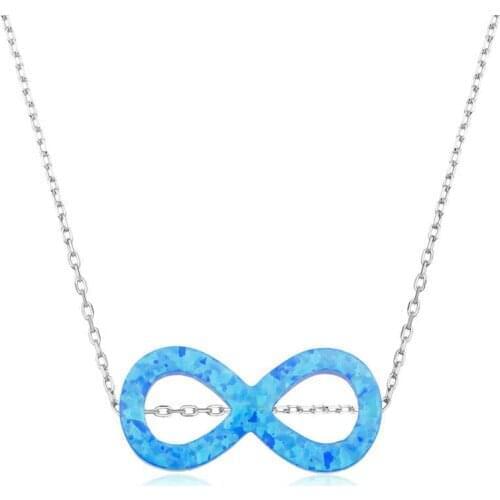 Real Silver 925 Jewelry Silver Opal Cubic Zirconia Infinity Necklace