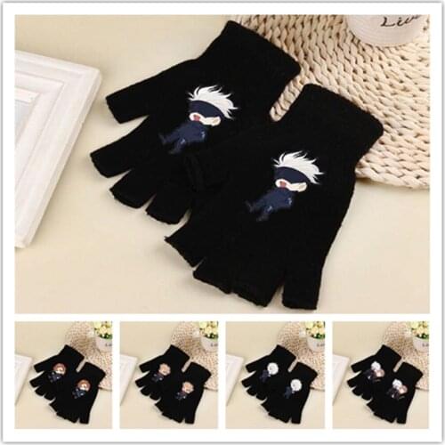Jujutsu Kaisen Gojo Satoru half-finger gloves fall/winter warm animation gloves cosplay accessories
